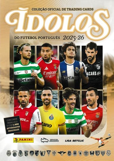 Capa da caderneta Ídolos do Futebol Português 2025-2026 Panini